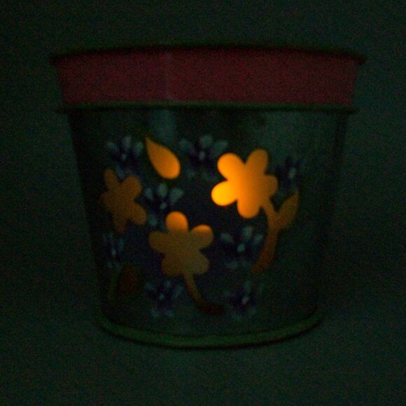 PartyLite Single Lilac Flower Galvanized Pot Votive Holder #7740 - Picture 8 of 8